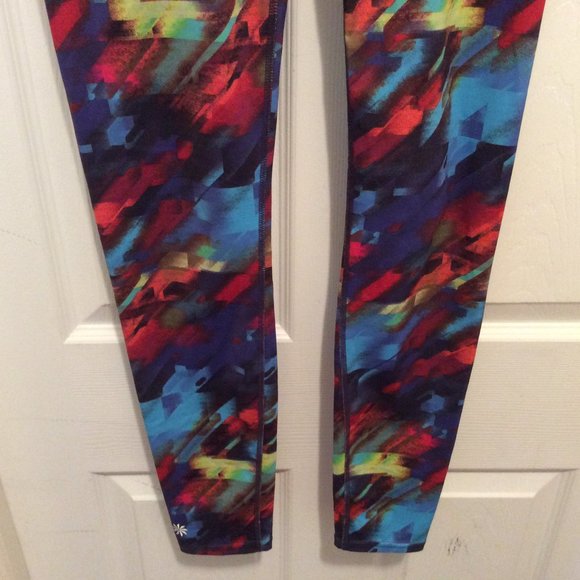 Athleta Colorburst Sonar Tight Leggings S Blue Red Orange Yellow Purple - Picture 4 of 11